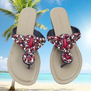Ann Marino Beaded Flat Sandal